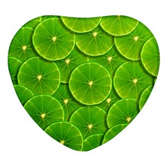 Lime Textures Macro, Tropical Fruits, Citrus Fruits, Green Lemon Texture Heart Glass Fridge Magnet (4 Pack) by nateshop