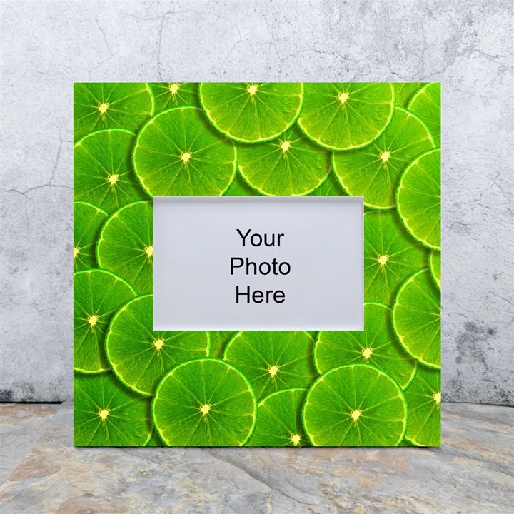 Lime Textures Macro, Tropical Fruits, Citrus Fruits, Green Lemon Texture White Box Photo Frame 4  x 6 