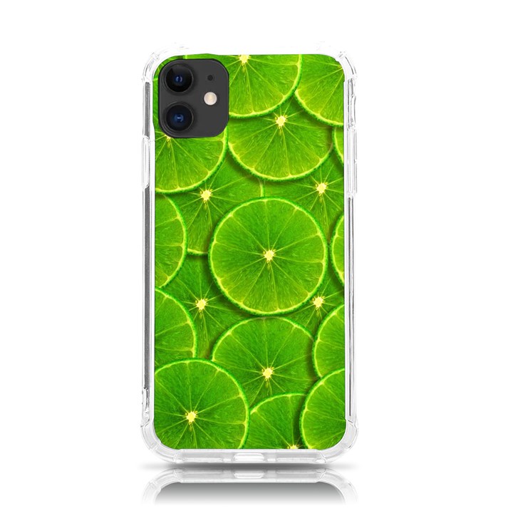 Lime Textures Macro, Tropical Fruits, Citrus Fruits, Green Lemon Texture iPhone 11 TPU UV Print Case