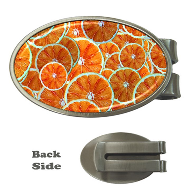 Oranges Patterns Tropical Fruits, Citrus Fruits Money Clips (Oval) 