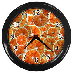 Oranges Patterns Tropical Fruits, Citrus Fruits Wall Clock (black) by nateshop