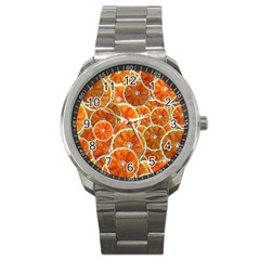 Oranges Patterns Tropical Fruits, Citrus Fruits Sport Metal Watch by nateshop