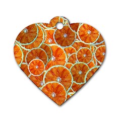 Oranges Patterns Tropical Fruits, Citrus Fruits Dog Tag Heart (two Sides) by nateshop