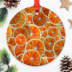 Oranges Patterns Tropical Fruits, Citrus Fruits Round Ornament (two Sides) by nateshop