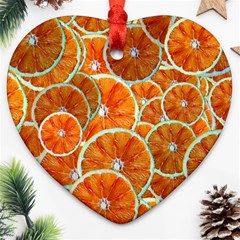 Oranges Patterns Tropical Fruits, Citrus Fruits Heart Ornament (two Sides)