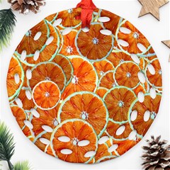 Oranges Patterns Tropical Fruits, Citrus Fruits Round Filigree Ornament (two Sides) by nateshop