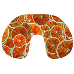 Oranges Patterns Tropical Fruits, Citrus Fruits Travel Neck Pillow by nateshop