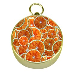 Oranges Patterns Tropical Fruits, Citrus Fruits Gold Compasses by nateshop