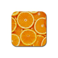 Oranges Textures, Close-up, Tropical Fruits, Citrus Fruits, Fruits Rubber Coaster (square) by nateshop