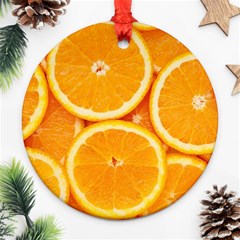 Oranges Textures, Close-up, Tropical Fruits, Citrus Fruits, Fruits Round Ornament (two Sides) by nateshop