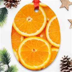 Oranges Textures, Close-up, Tropical Fruits, Citrus Fruits, Fruits Oval Ornament (two Sides) by nateshop