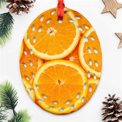 Oranges Textures, Close-up, Tropical Fruits, Citrus Fruits, Fruits Oval Filigree Ornament (two Sides)