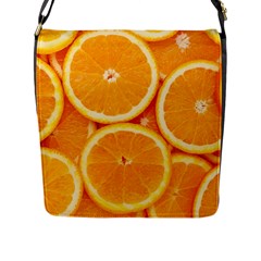 Oranges Textures, Close-up, Tropical Fruits, Citrus Fruits, Fruits Flap Closure Messenger Bag (l) by nateshop