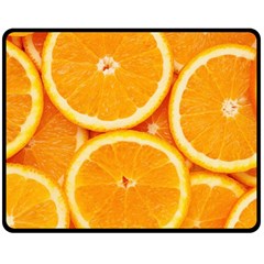 Oranges Textures, Close-up, Tropical Fruits, Citrus Fruits, Fruits Two Sides Fleece Blanket (medium) by nateshop