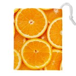 Oranges Textures, Close-up, Tropical Fruits, Citrus Fruits, Fruits Drawstring Pouch (4XL) Front