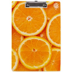 Oranges Textures, Close-up, Tropical Fruits, Citrus Fruits, Fruits A4 Acrylic Clipboard by nateshop