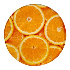 Oranges Textures, Close-up, Tropical Fruits, Citrus Fruits, Fruits Round Glass Fridge Magnet (4 Pack) by nateshop