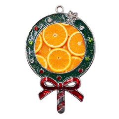 Oranges Textures, Close-up, Tropical Fruits, Citrus Fruits, Fruits Metal X mas Lollipop With Crystal Ornament by nateshop