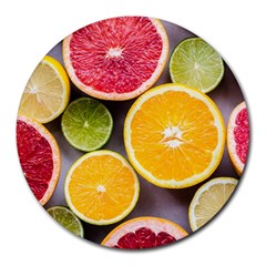 Oranges, Grapefruits, Lemons, Limes, Fruits Round Mousepad by nateshop