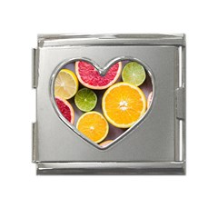 Oranges, Grapefruits, Lemons, Limes, Fruits Mega Link Heart Italian Charm (18mm) by nateshop