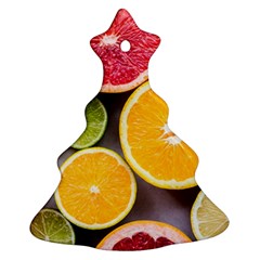 Oranges, Grapefruits, Lemons, Limes, Fruits Christmas Tree Ornament (two Sides) by nateshop