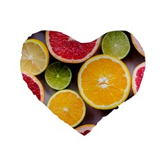 Oranges, Grapefruits, Lemons, Limes, Fruits Standard 16  Premium Flano Heart Shape Cushions by nateshop