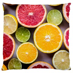 Oranges, Grapefruits, Lemons, Limes, Fruits Large Premium Plush Fleece Cushion Case (two Sides) by nateshop