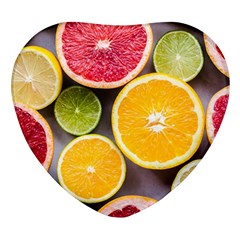 Oranges, Grapefruits, Lemons, Limes, Fruits Heart Glass Fridge Magnet (4 Pack) by nateshop