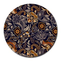 Paisley Texture, Floral Ornament Texture Round Mousepad by nateshop