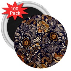 Paisley Texture, Floral Ornament Texture 3  Magnets (100 Pack) by nateshop