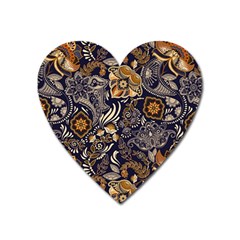 Paisley Texture, Floral Ornament Texture Heart Magnet by nateshop