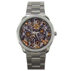 Paisley Texture, Floral Ornament Texture Sport Metal Watch by nateshop