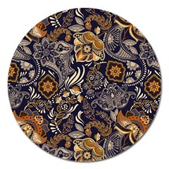 Paisley Texture, Floral Ornament Texture Magnet 5  (round) by nateshop