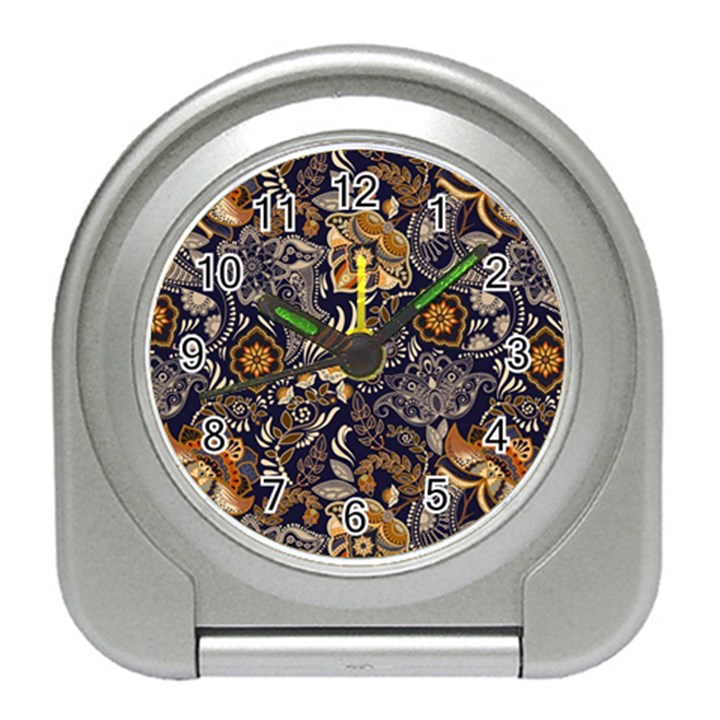 Paisley Texture, Floral Ornament Texture Travel Alarm Clock