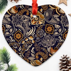 Paisley Texture, Floral Ornament Texture Heart Ornament (two Sides) by nateshop