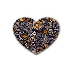 Paisley Texture, Floral Ornament Texture Rubber Coaster (heart) by nateshop