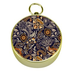 Paisley Texture, Floral Ornament Texture Gold Compasses by nateshop