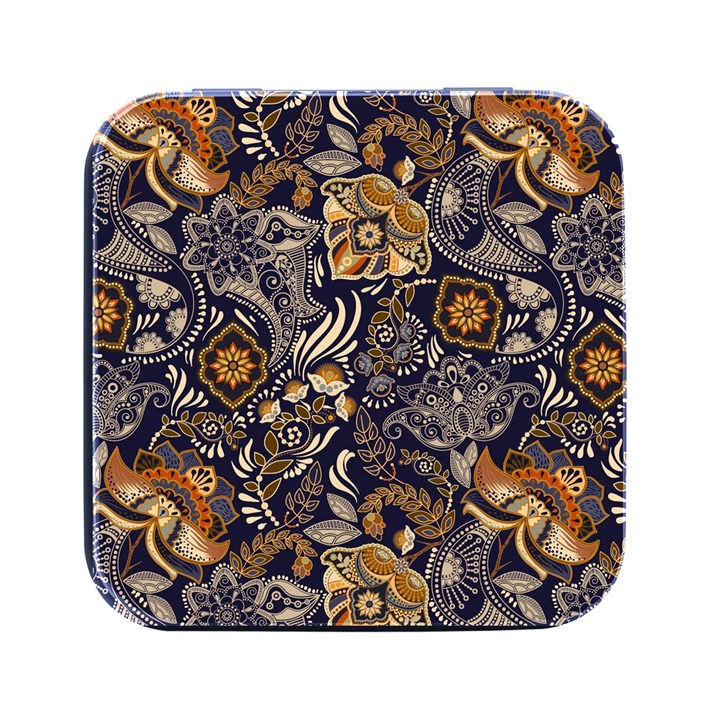 Paisley Texture, Floral Ornament Texture Square Metal Box (Black)