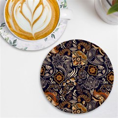 Paisley Texture, Floral Ornament Texture Uv Print Round Tile Coaster by nateshop