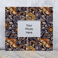 Paisley Texture, Floral Ornament Texture White Wall Photo Frame 5  X 7  by nateshop