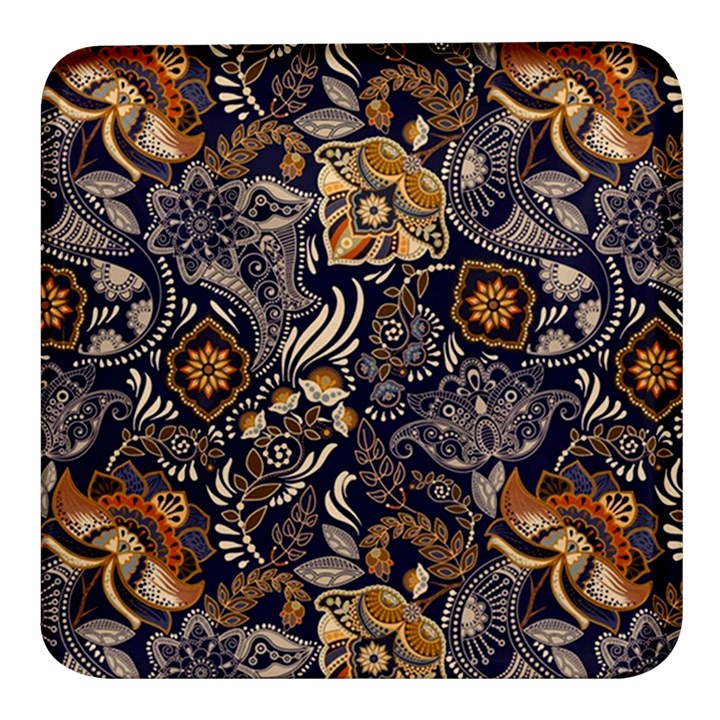 Paisley Texture, Floral Ornament Texture Square Glass Fridge Magnet (4 pack)