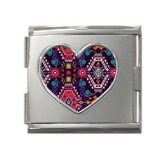 Pattern, Ornament, Motif, Colorful Mega Link Heart Italian Charm (18mm) by nateshop