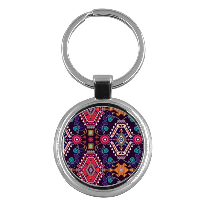 Pattern, Ornament, Motif, Colorful Key Chain (Round)