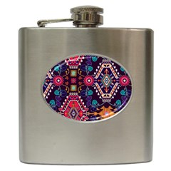 Pattern, Ornament, Motif, Colorful Hip Flask (6 Oz) by nateshop