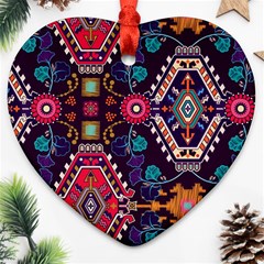 Pattern, Ornament, Motif, Colorful Heart Ornament (two Sides) by nateshop