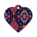 Pattern, Ornament, Motif, Colorful Dog Tag Heart (Two Sides) Front