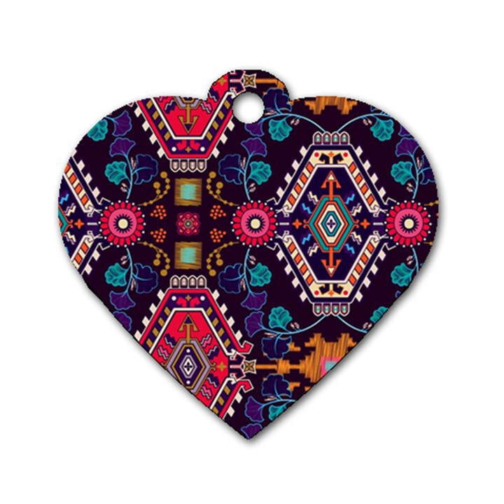 Pattern, Ornament, Motif, Colorful Dog Tag Heart (Two Sides)