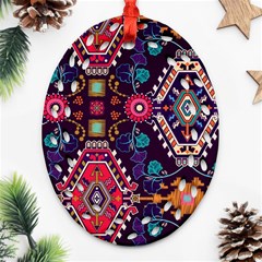 Pattern, Ornament, Motif, Colorful Oval Filigree Ornament (two Sides) by nateshop