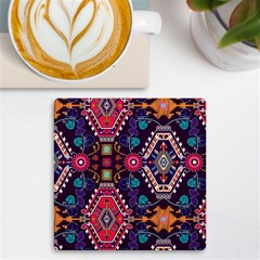 Pattern, Ornament, Motif, Colorful Uv Print Square Tile Coaster  by nateshop