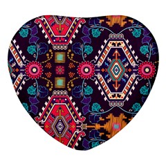 Pattern, Ornament, Motif, Colorful Heart Glass Fridge Magnet (4 Pack) by nateshop